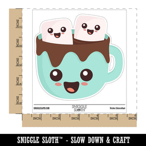 Cute Hot Cocoa Marshmallows Waterproof Vinyl Phone Tablet Laptop Water Bottle Car Window Bumper Decal Sticker Set - 5 Pack