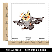 Excited Happy Dancing Cinnamon Cockatiel Bird Waterproof Vinyl Phone Tablet Laptop Water Bottle Car Window Bumper Decal Sticker Set - 5 Pack