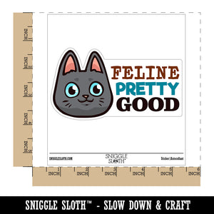 Feline Pretty Good Smiling Cat Waterproof Vinyl Phone Tablet Laptop Water Bottle Car Window Bumper Decal Sticker Set - 5 Pack