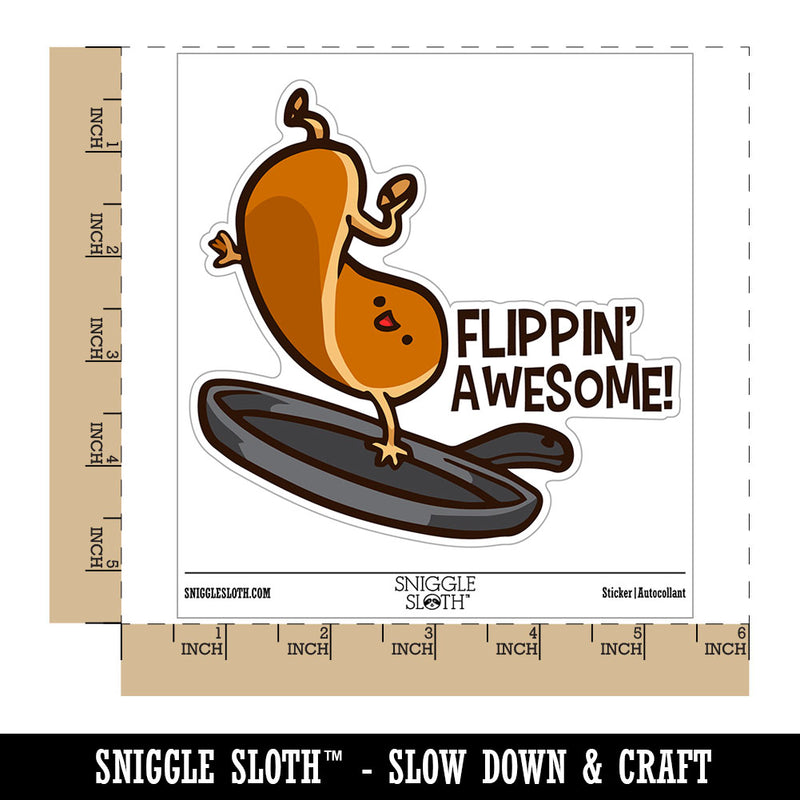 Flippin' Awesome Pancake Flapjack Frying Pan Waterproof Vinyl Phone Tablet Laptop Water Bottle Car Window Bumper Decal Sticker Set - 5 Pack