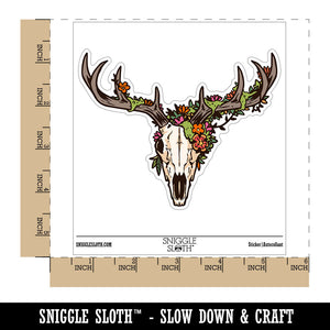 Flower Floral Deer Skull Bones Antler Waterproof Vinyl Phone Tablet Laptop Water Bottle Car Window Bumper Decal Sticker Set - 5 Pack