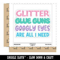 Glitter Glue Guns and Googly Eyes Crafting Waterproof Vinyl Phone Tablet Laptop Water Bottle Car Window Bumper Decal Sticker Set - 5 Pack
