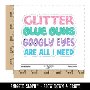Glitter Glue Guns and Googly Eyes Crafting Waterproof Vinyl Phone Tablet Laptop Water Bottle Car Window Bumper Decal Sticker Set - 5 Pack