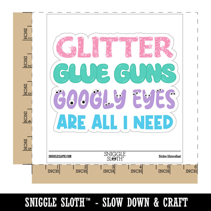 Glitter Glue Guns and Googly Eyes Crafting Waterproof Vinyl Phone Tablet Laptop Water Bottle Car Window Bumper Decal Sticker Set - 5 Pack