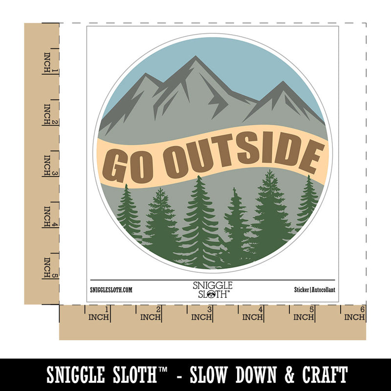 Go Outside Mountains Trees Nature Waterproof Vinyl Phone Tablet Laptop Water Bottle Car Window Bumper Decal Sticker Set - 5 Pack