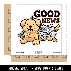 Good News Puppy Dog Newspaper Waterproof Vinyl Phone Tablet Laptop Water Bottle Car Window Bumper Decal Sticker Set - 5 Pack