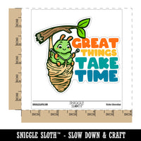 Great Things Take Time Caterpillar Knitting Coccoon Waterproof Vinyl Phone Tablet Laptop Water Bottle Car Window Bumper Decal Sticker Set - 5 Pack