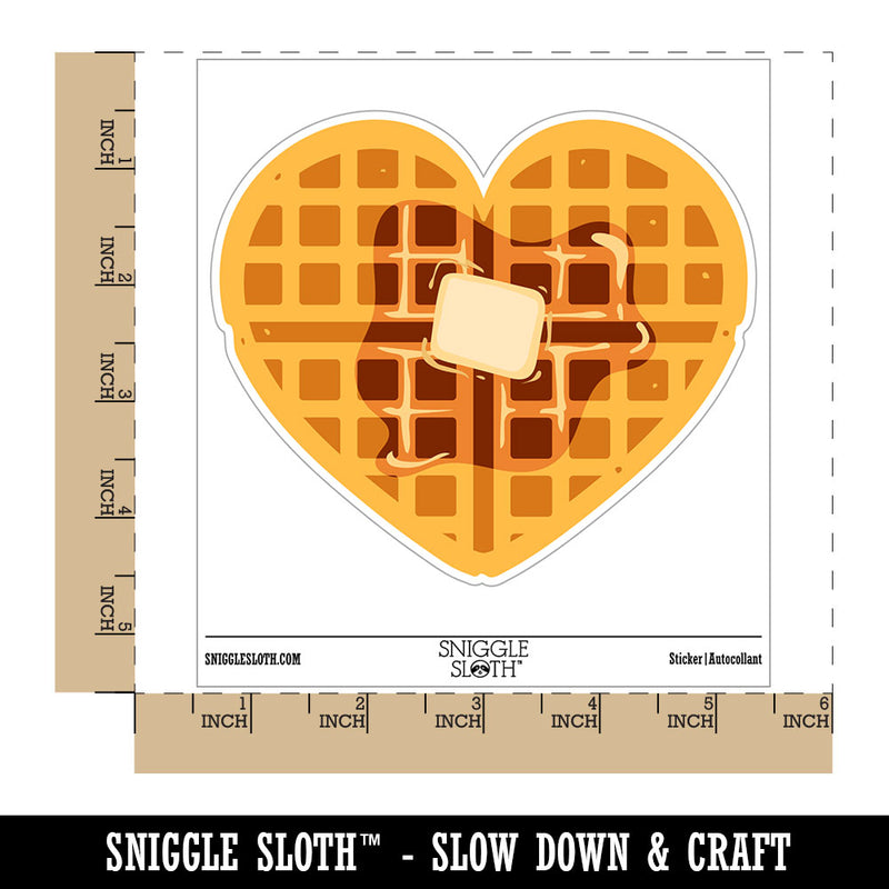 Heart Waffle Breakfast with Butter and Maple Syrup Waterproof Vinyl Phone Tablet Laptop Water Bottle Car Window Bumper Decal Sticker Set - 5 Pack