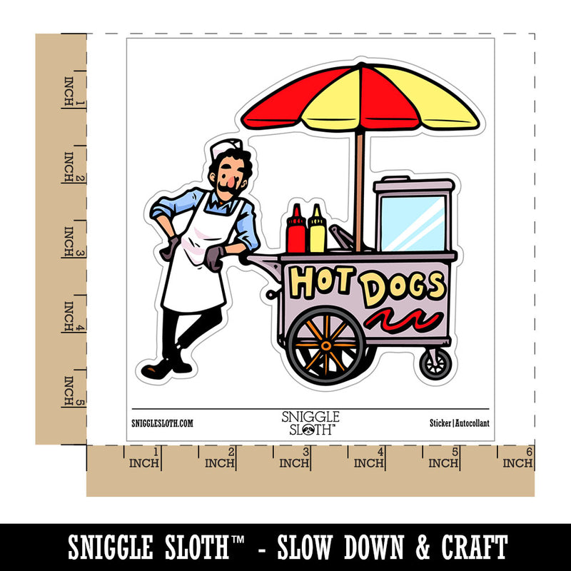 Hot Dog Street Vendor Cart Waterproof Vinyl Phone Tablet Laptop Water Bottle Car Window Bumper Decal Sticker Set - 5 Pack