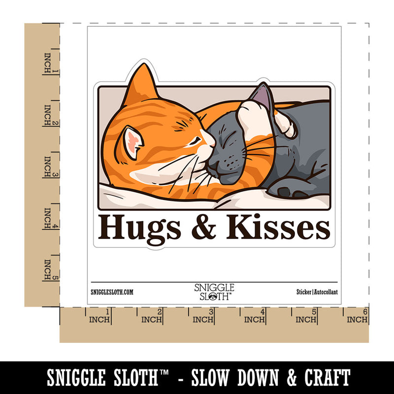 Hugs and Kisses Snuggling Cats Cuddling Waterproof Vinyl Phone Tablet Laptop Water Bottle Car Window Bumper Decal Sticker Set - 5 Pack