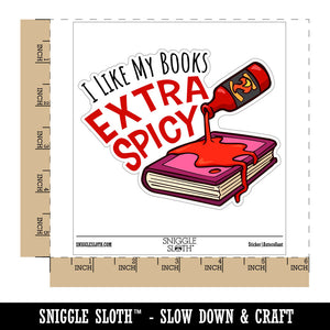 I Like My Books Extra Spicy Hot Sauce Waterproof Vinyl Phone Tablet Laptop Water Bottle Car Window Bumper Decal Sticker Set - 5 Pack