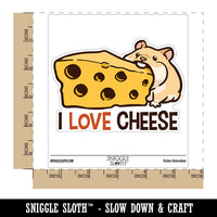 I Love Cheese Hamster with Swiss Cheese Waterproof Vinyl Phone Tablet Laptop Water Bottle Car Window Bumper Decal Sticker Set - 5 Pack