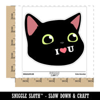 I Love You Black Cat Heart Tongue Cute Pet Waterproof Vinyl Phone Tablet Laptop Water Bottle Car Window Bumper Decal Sticker Set - 5 Pack