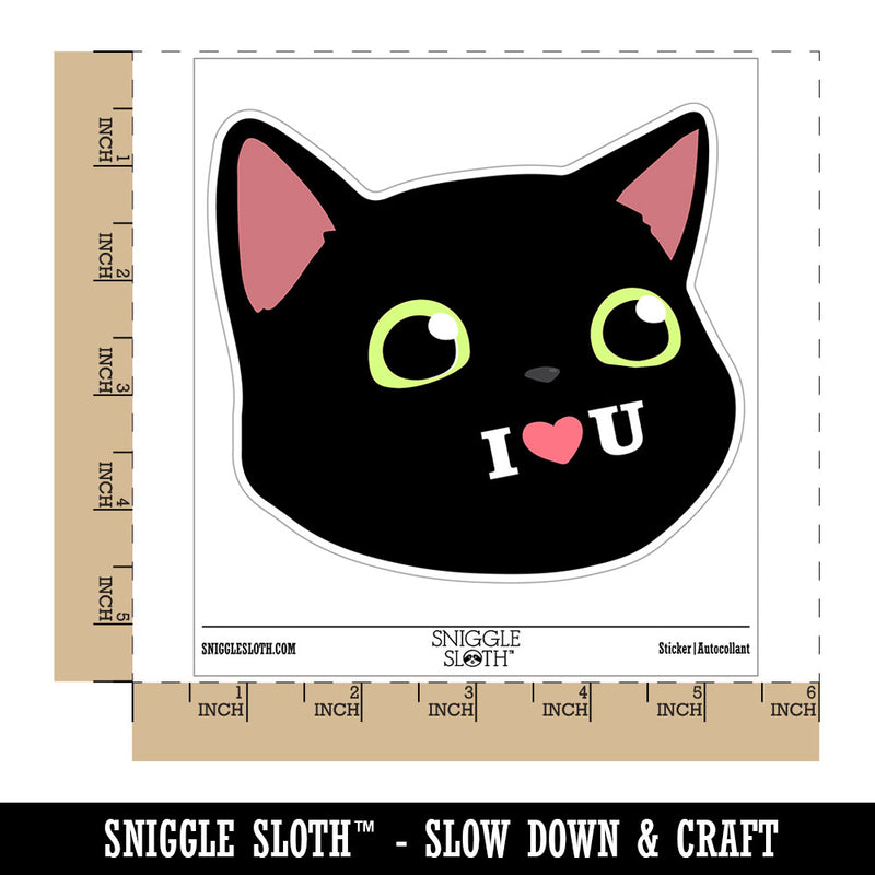 I Love You Black Cat Heart Tongue Cute Pet Waterproof Vinyl Phone Tablet Laptop Water Bottle Car Window Bumper Decal Sticker Set - 5 Pack