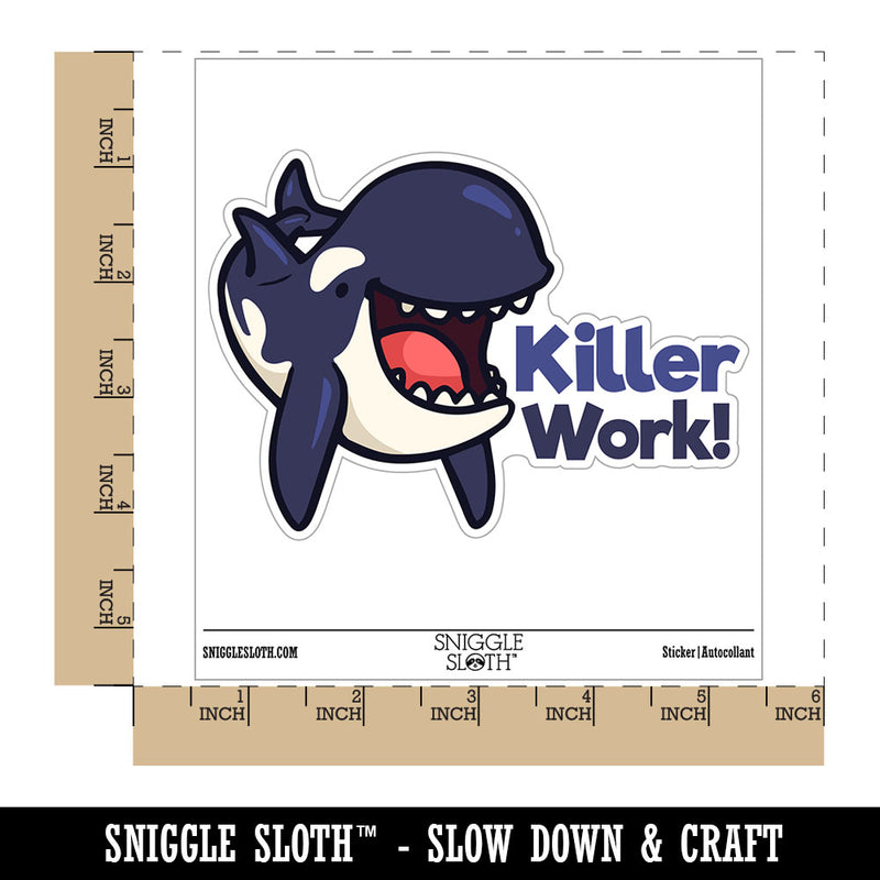 Killer Work Whale Orca Pun Waterproof Vinyl Phone Tablet Laptop Water Bottle Car Window Bumper Decal Sticker Set - 5 Pack