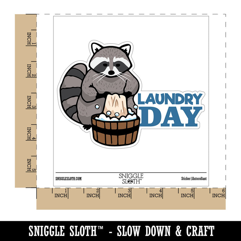 Laundry Day Raccoon Cleaning Clothes Waterproof Vinyl Phone Tablet Laptop Water Bottle Car Window Bumper Decal Sticker Set - 5 Pack