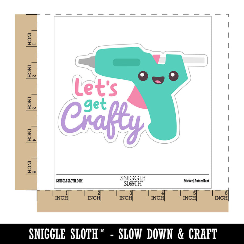 Let's Get Crafty Glue Gun Crafting Waterproof Vinyl Phone Tablet Laptop Water Bottle Car Window Bumper Decal Sticker Set - 5 Pack