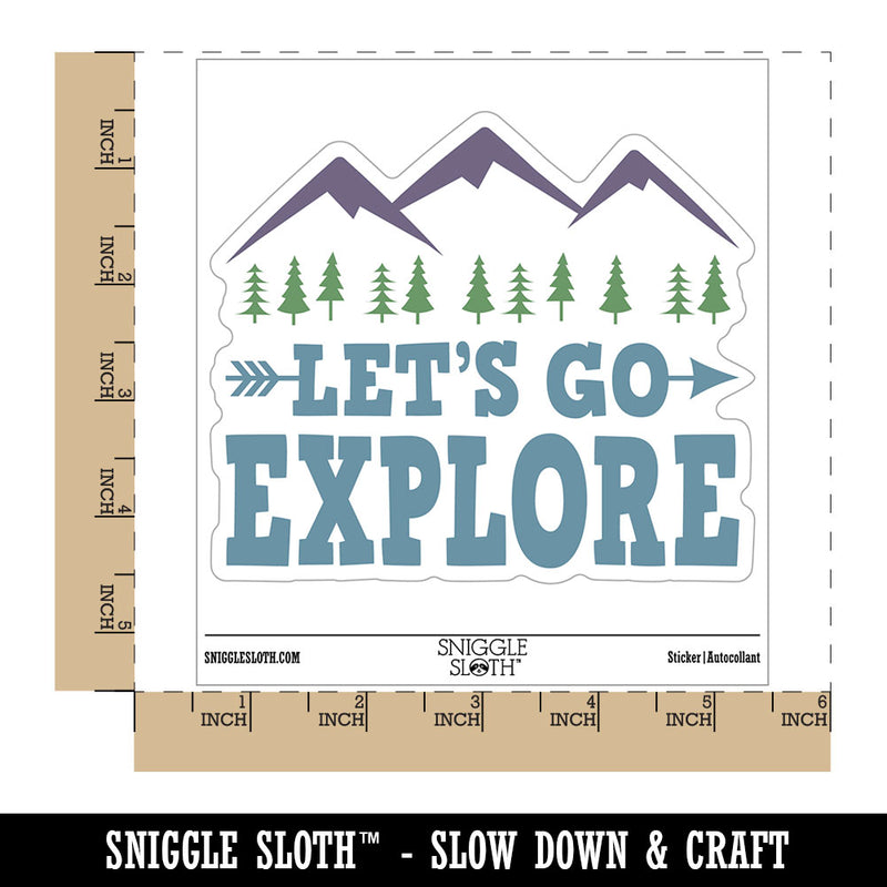 Let's Go Explore Mountains Waterproof Vinyl Phone Tablet Laptop Water Bottle Car Window Bumper Decal Sticker Set - 5 Pack