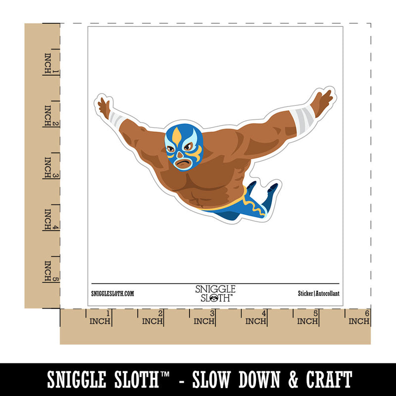 Luchador Masked Wrestler Flying Through Air Waterproof Vinyl Phone Tablet Laptop Water Bottle Car Window Bumper Decal Sticker Set - 5 Pack