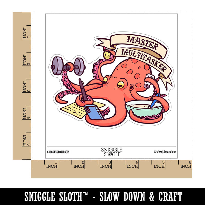 Master Multitasker Multitasking Octopus Tentacles Waterproof Vinyl Phone Tablet Laptop Water Bottle Car Window Bumper Decal Sticker Set - 5 Pack