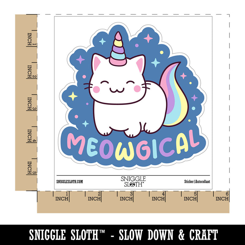 Meowgical Cat Unicorn Waterproof Vinyl Phone Tablet Laptop Water Bottle Car Window Bumper Decal Sticker Set - 5 Pack