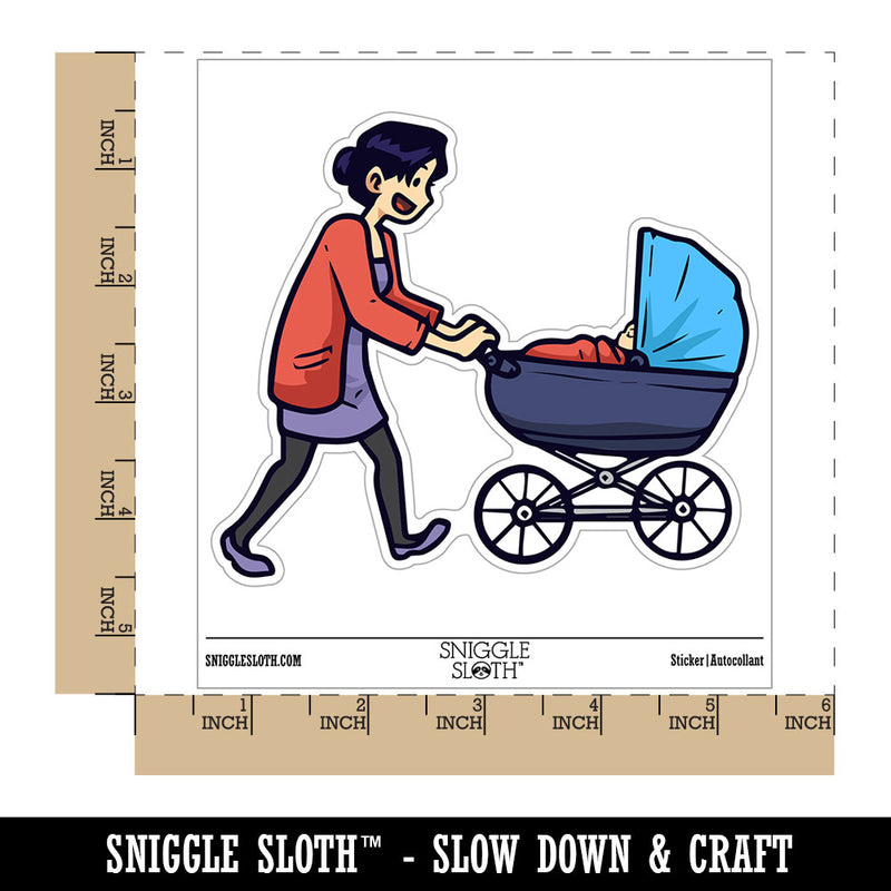 Mother with Child in Stroller Baby Waterproof Vinyl Phone Tablet Laptop Water Bottle Car Window Bumper Decal Sticker Set - 5 Pack
