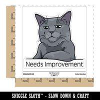 Needs Improvement Russian Blue Cat Condescending Unimpressed Waterproof Vinyl Phone Tablet Laptop Water Bottle Car Window Bumper Decal Sticker Set - 5 Pack