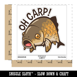 Oh Carp Regretful Fish Funny Face Waterproof Vinyl Phone Tablet Laptop Water Bottle Car Window Bumper Decal Sticker Set - 5 Pack