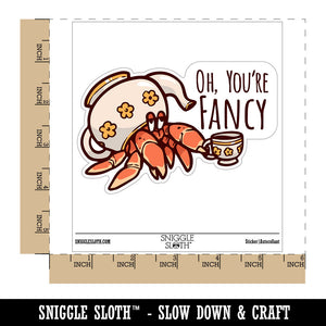 Oh You're Fancy Hermit Crab Teapot Teacup Waterproof Vinyl Phone Tablet Laptop Water Bottle Car Window Bumper Decal Sticker Set - 5 Pack