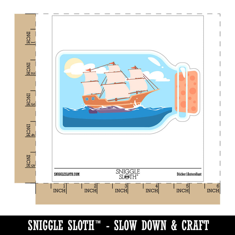 Old Ship On Ocean In A Bottle Waterproof Vinyl Phone Tablet Laptop Water Bottle Car Window Bumper Decal Sticker Set - 5 Pack