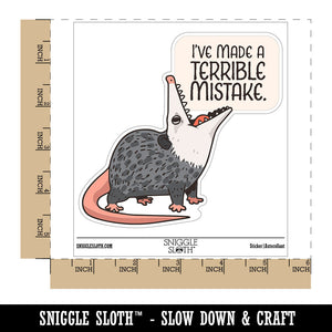 Opossum I've Made a Terrible Mistake Screaming Funny Waterproof Vinyl Phone Tablet Laptop Water Bottle Car Window Bumper Decal Sticker Set - 5 Pack
