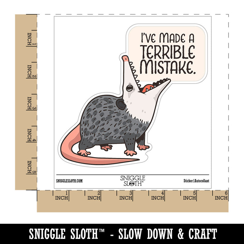 Opossum I've Made a Terrible Mistake Screaming Funny Waterproof Vinyl Phone Tablet Laptop Water Bottle Car Window Bumper Decal Sticker Set - 5 Pack