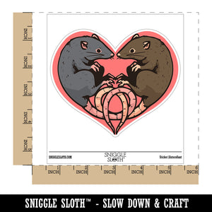 Pair of Rats Heart Couple Love Waterproof Vinyl Phone Tablet Laptop Water Bottle Car Window Bumper Decal Sticker Set - 5 Pack