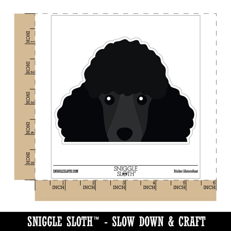 Peeking Black Poodle Dog Waterproof Vinyl Phone Tablet Laptop Water Bottle Car Window Bumper Decal Sticker Set - 5 Pack