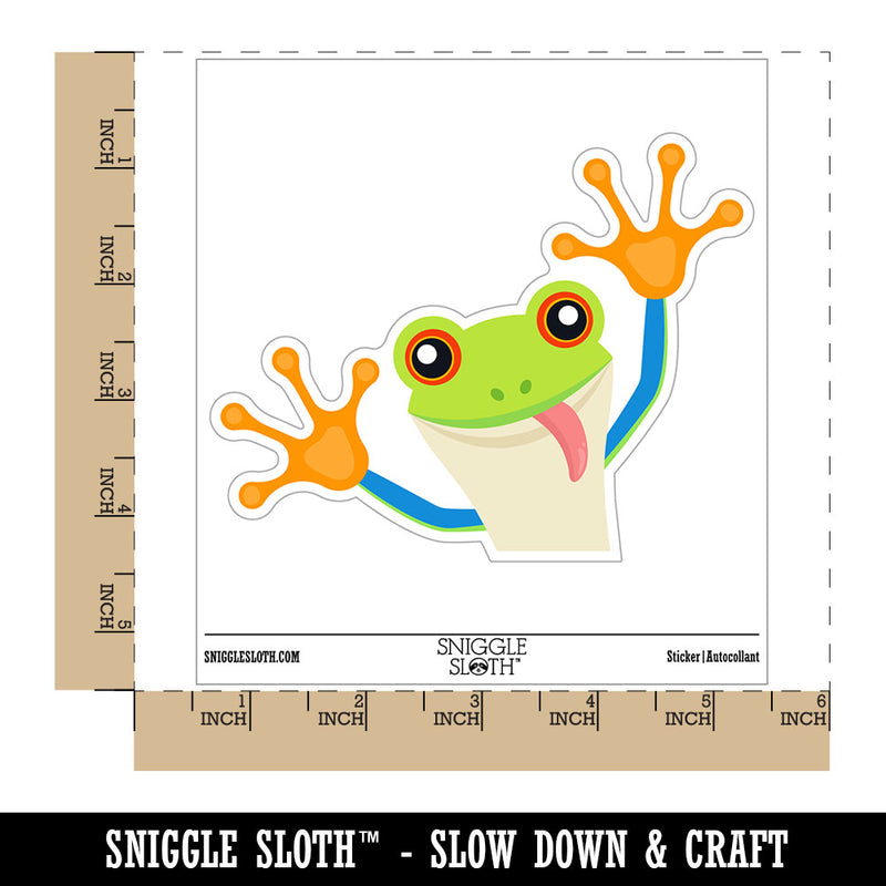 Peeking Friendly Tree Frog Waterproof Vinyl Phone Tablet Laptop Water Bottle Car Window Bumper Decal Sticker Set - 5 Pack