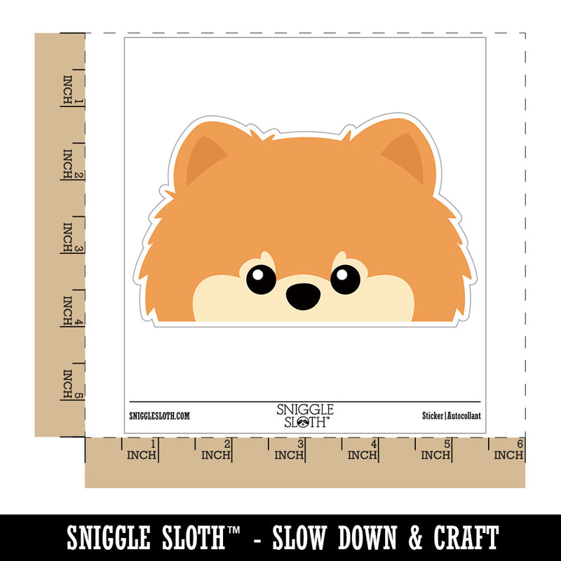Peeking Pomeranian Dog Waterproof Vinyl Phone Tablet Laptop Water Bottle Car Window Bumper Decal Sticker Set - 5 Pack