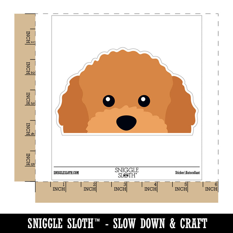 Peeking Red Toy Poodle Dog Waterproof Vinyl Phone Tablet Laptop Water Bottle Car Window Bumper Decal Sticker Set - 5 Pack