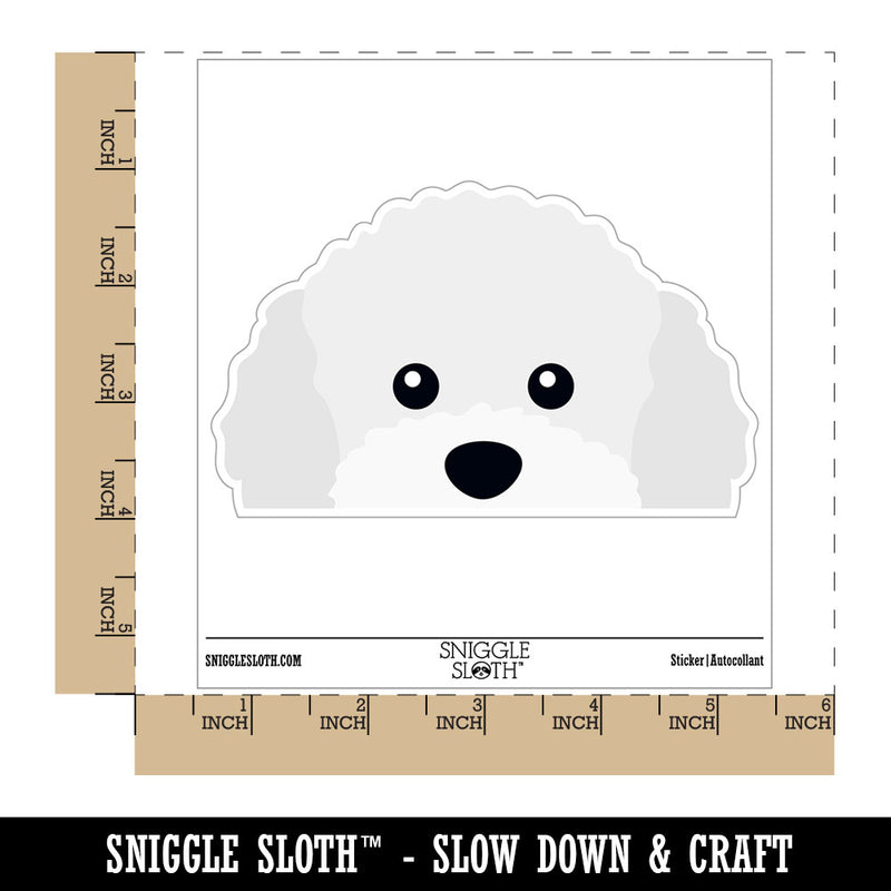 Peeking White Toy Poodle Dog Waterproof Vinyl Phone Tablet Laptop Water Bottle Car Window Bumper Decal Sticker Set - 5 Pack