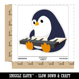 Penguin on Piano Keyboard Waterproof Vinyl Phone Tablet Laptop Water Bottle Car Window Bumper Decal Sticker Set - 5 Pack