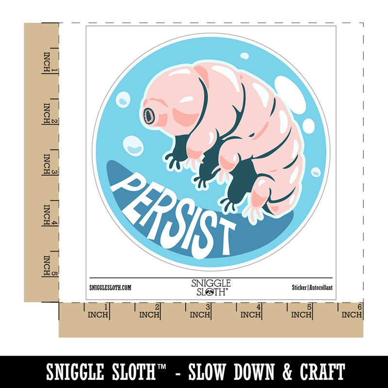 Persist Tardigrade Water Bear Bubble Inspirational Waterproof Vinyl Phone Tablet Laptop Water Bottle Car Window Bumper Decal Sticker Set - 5 Pack