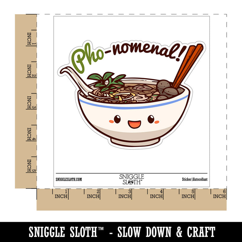 Phenomenal Bowl of Pho Vietnamese Noodles Waterproof Vinyl Phone Tablet Laptop Water Bottle Car Window Bumper Decal Sticker Set - 5 Pack