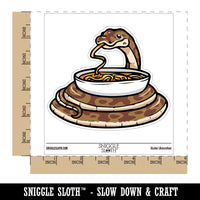Python Snake Enjoying Ramen Noodles Waterproof Vinyl Phone Tablet Laptop Water Bottle Car Window Bumper Decal Sticker Set - 5 Pack