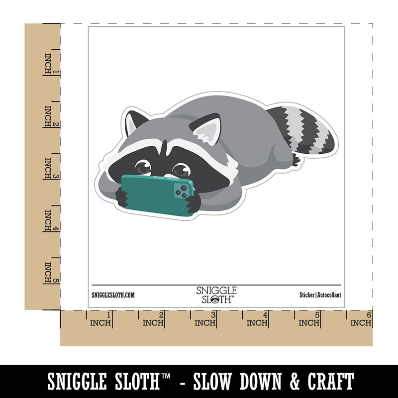 Raccoon Playing Watching Video Games on Phone Waterproof Vinyl Phone Tablet Laptop Water Bottle Car Window Bumper Decal Sticker Set - 5 Pack
