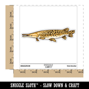 Realistic Alligator Gar Toothy Fish Waterproof Vinyl Phone Tablet Laptop Water Bottle Car Window Bumper Decal Sticker Set - 5 Pack