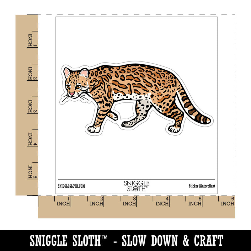 Realistic Ocelot Wild Cat Spots Waterproof Vinyl Phone Tablet Laptop Water Bottle Car Window Bumper Decal Sticker Set - 5 Pack