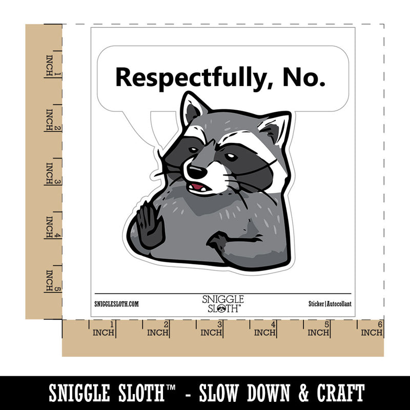 Respectfully No Disagreeing Raccoon Waterproof Vinyl Phone Tablet Laptop Water Bottle Car Window Bumper Decal Sticker Set - 5 Pack