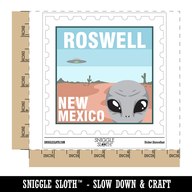 Roswell New Mexico Destination Stamp Alien UFO Waterproof Vinyl Phone Tablet Laptop Water Bottle Car Window Bumper Decal Sticker Set - 5 Pack