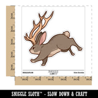Running Jackalope Mythical Horned Rabbit Bunny Cryptid Waterproof Vinyl Phone Tablet Laptop Water Bottle Car Window Bumper Decal Sticker Set - 5 Pack