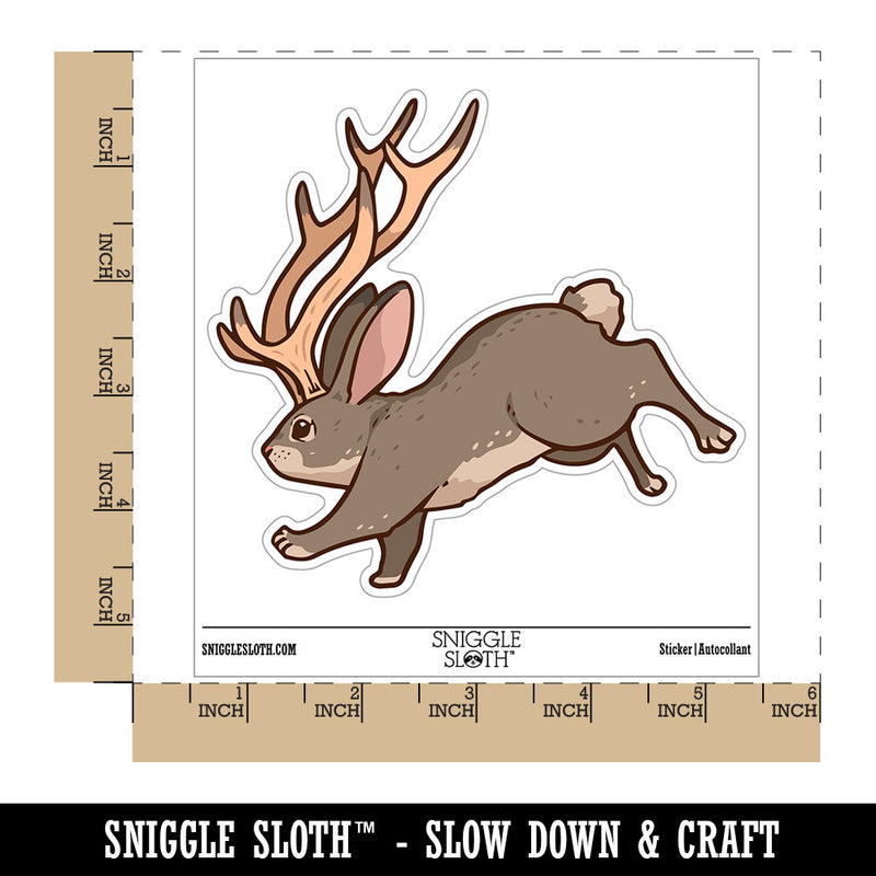 Running Jackalope Mythical Horned Rabbit Bunny Cryptid Waterproof Vinyl Phone Tablet Laptop Water Bottle Car Window Bumper Decal Sticker Set - 5 Pack