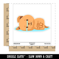 Sad Puppy Dog Crying Curled Waterproof Vinyl Phone Tablet Laptop Water Bottle Car Window Bumper Decal Sticker Set - 5 Pack